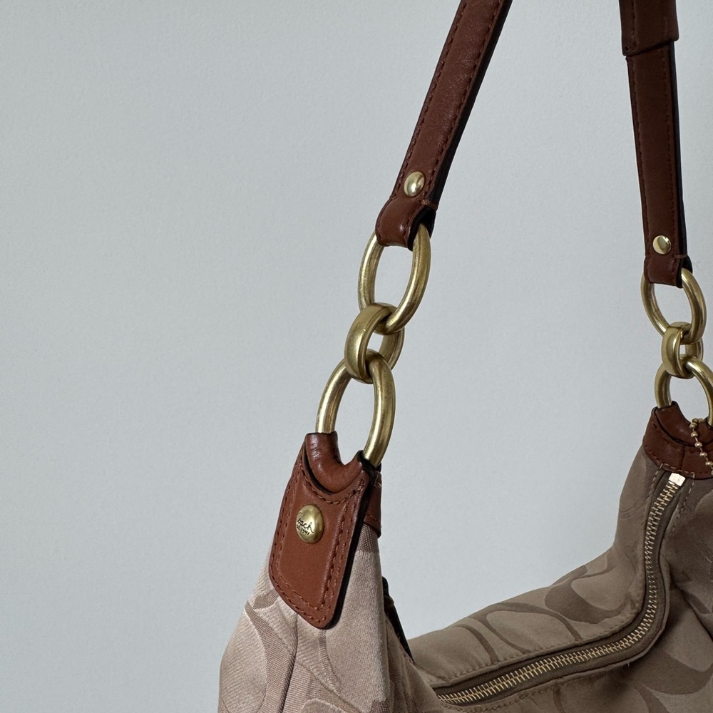 COACH Beige Signature Canvas and Leather Kristin Hobo Purse - Picture 4 of 13